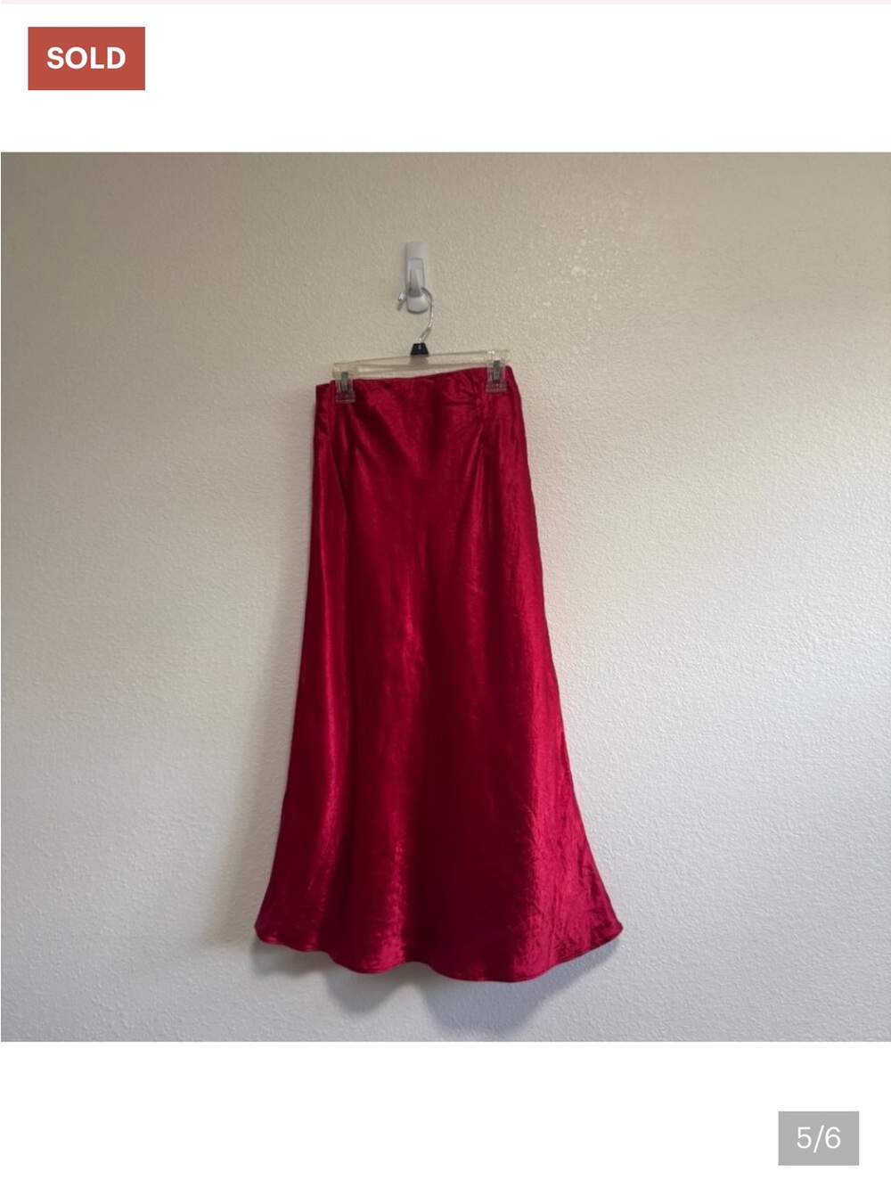 Babaton by Aritizia Cherry Red satin Midi Slip Skirt Size 8 Satin - Picture 5 of 5